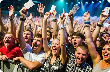 Une foule enthousiaste applaudissant lors d'une manifestation de sport automobile, levant les mains et faisant la fête, capturant l'énergie et l'ambiance des fans présents sur place.